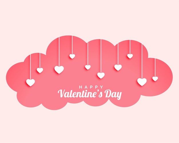 Valentines day cloud with hanging hearts design