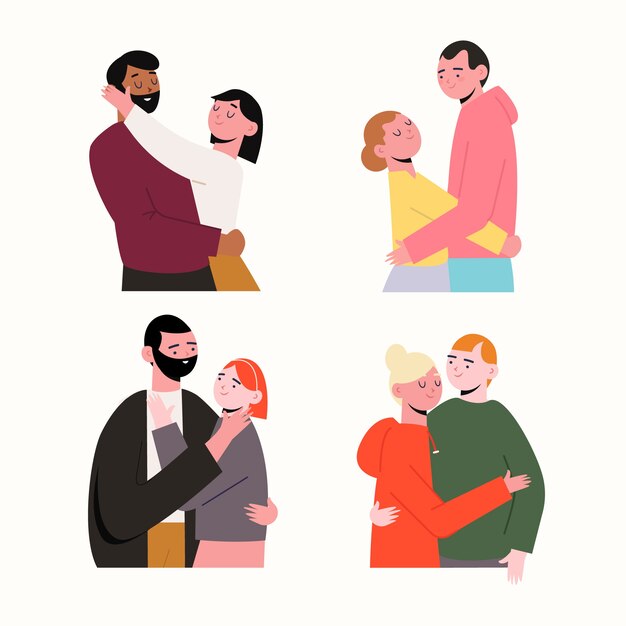 Valentines day couple collection illustration