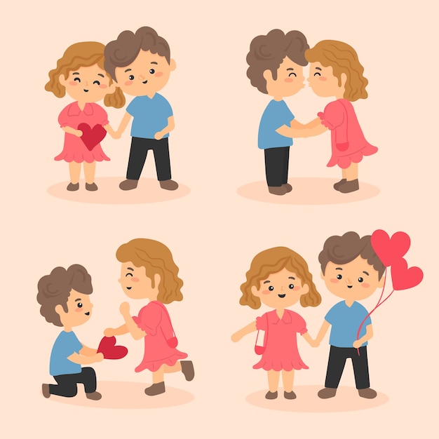 Free vector valentines day couple collection theme for illustration