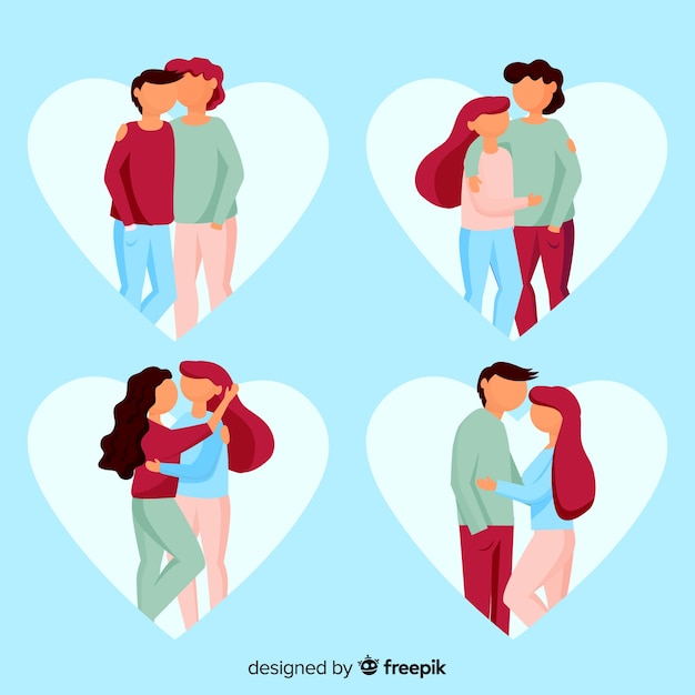 Free vector valentines day couple collection