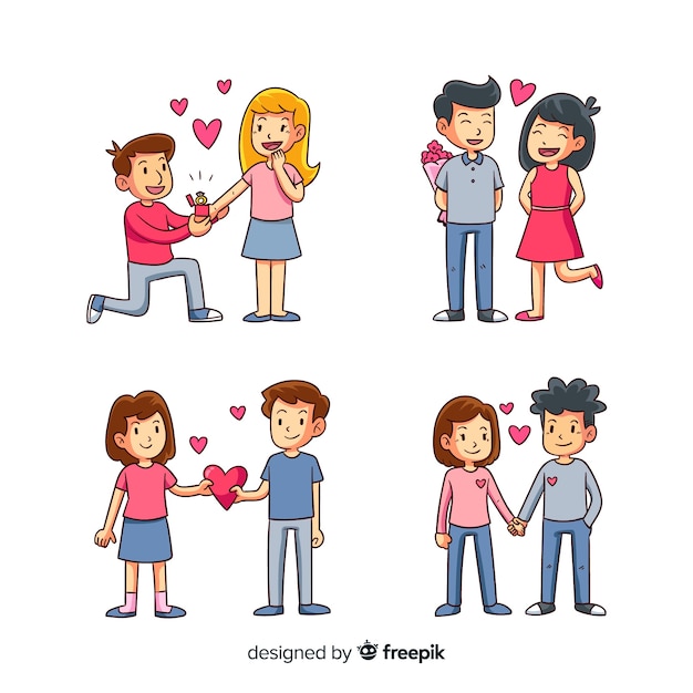 Free vector valentines day couple collection