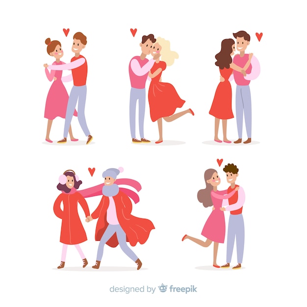 Free vector valentines day couple collection