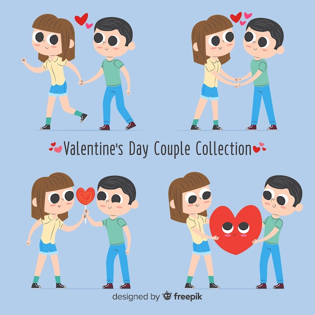 Free vector valentines day couple collection