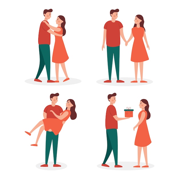 Romantic Couple Character in Different Poses. Stock Illustration -  Illustration of costume, husband: 135152526