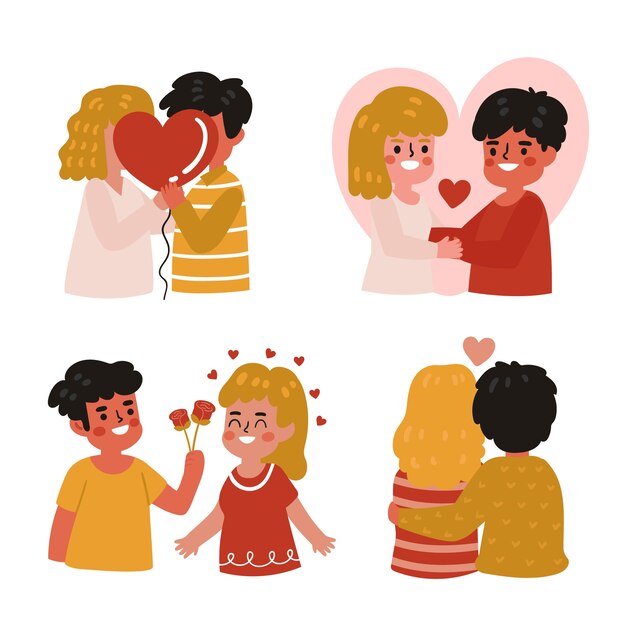 Free vector valentines day couple collection