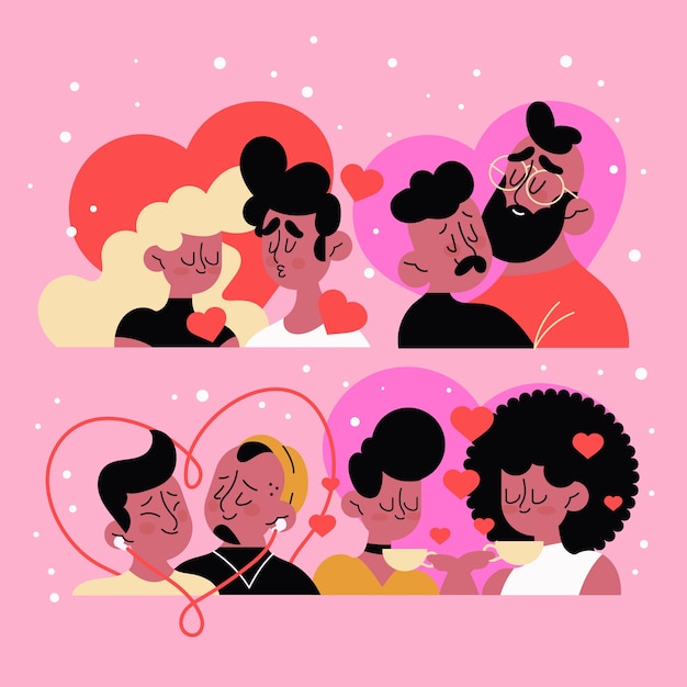 Free vector valentines day couple collection