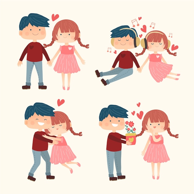 Free vector valentines day couple collection
