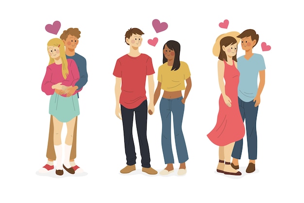 Free vector valentines day couple collection