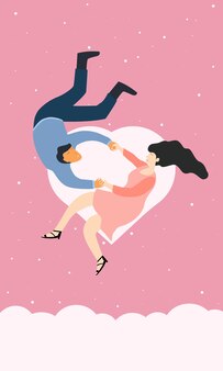 ピンク​の​ハート​の​背景​イラスト​ベクトル​の​バレンタインデー​の​カップル​の​男の子​と​女の子