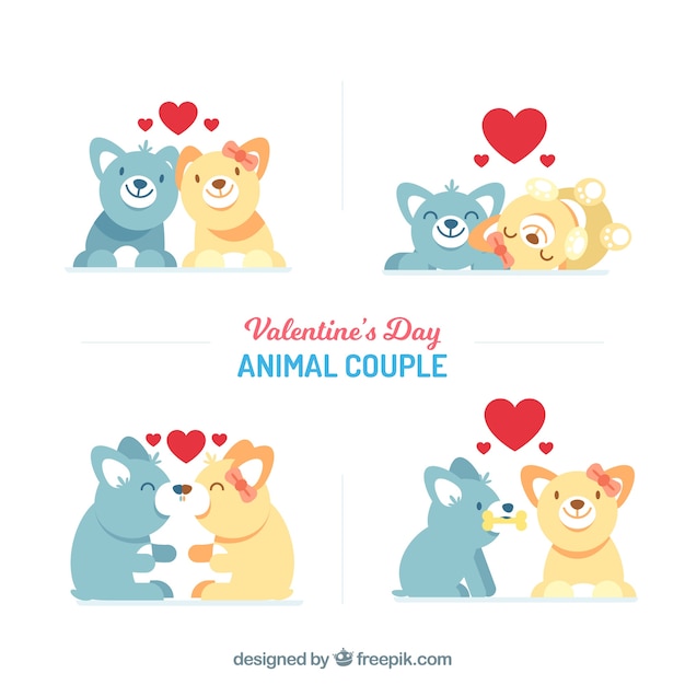 Бесплатное векторное изображение Коллекция собак из коллекции valentines day