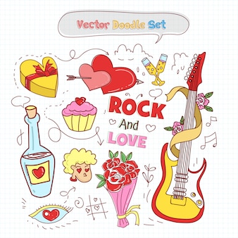 Valentines day doodle set vector