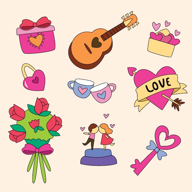 Free vector valentines day element collection draw