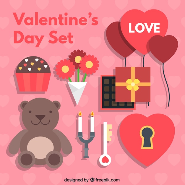 Free vector valentines day elements set in cute style