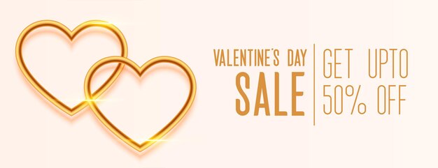 valentines day golden ring hearts sale banner design
