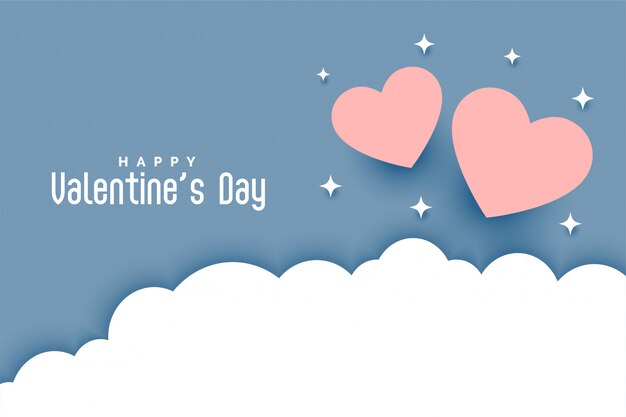 Valentines day greeting card in paper cut style