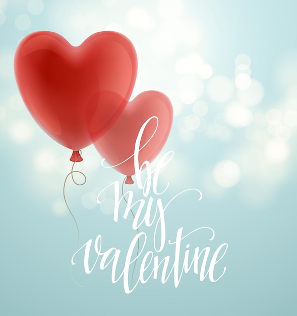 Cartolina d'auguri di san valentino con palloncino a forma di cuore rosso. illustrazione vettoriale eps10