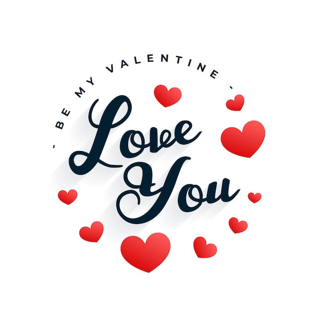 Free vector valentines day greeting with love you message