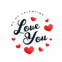 Free vector valentines day greeting with love you message