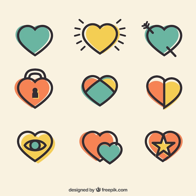 Free Vector valentines day hearts collection