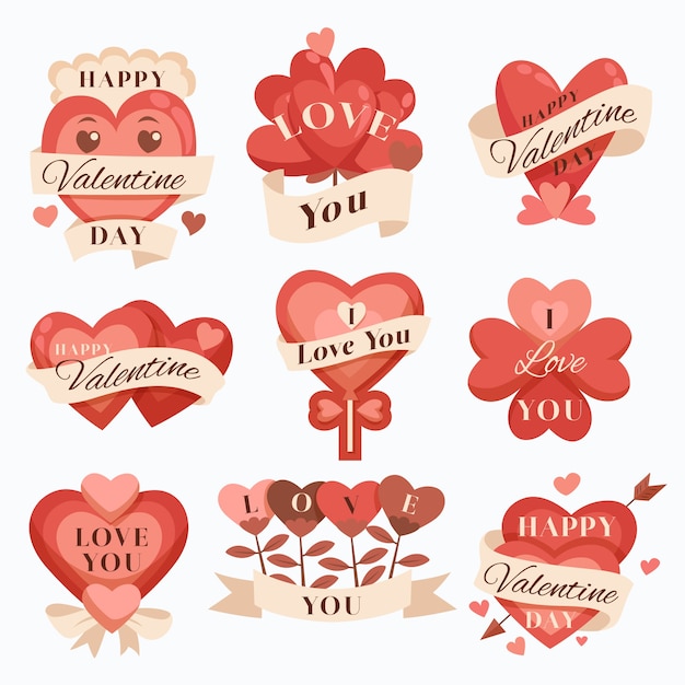 Free vector valentines day label/badge collection