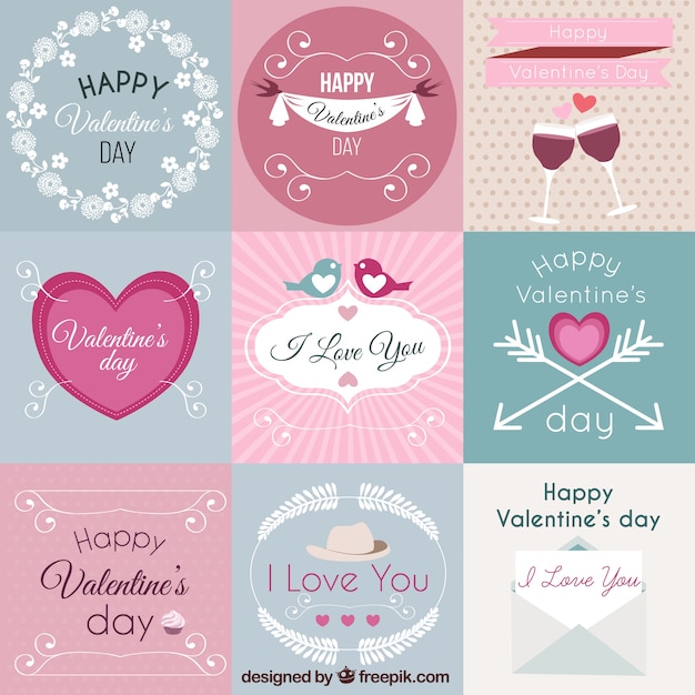 Valentines day labels pack