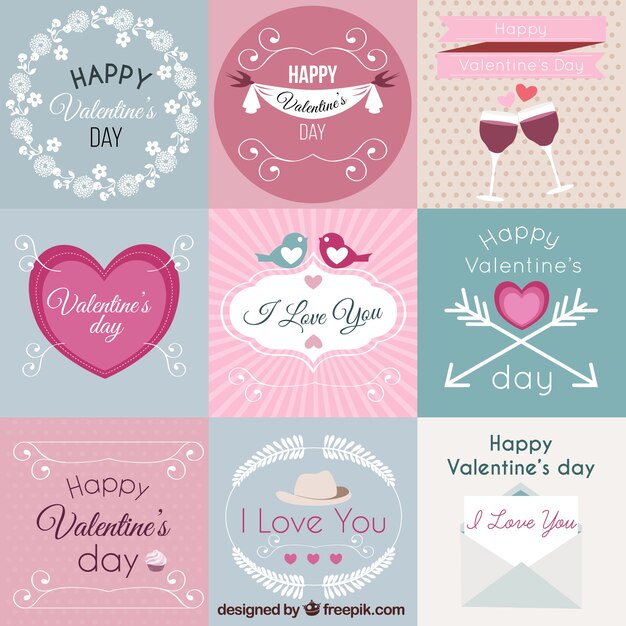 Valentines day labels pack