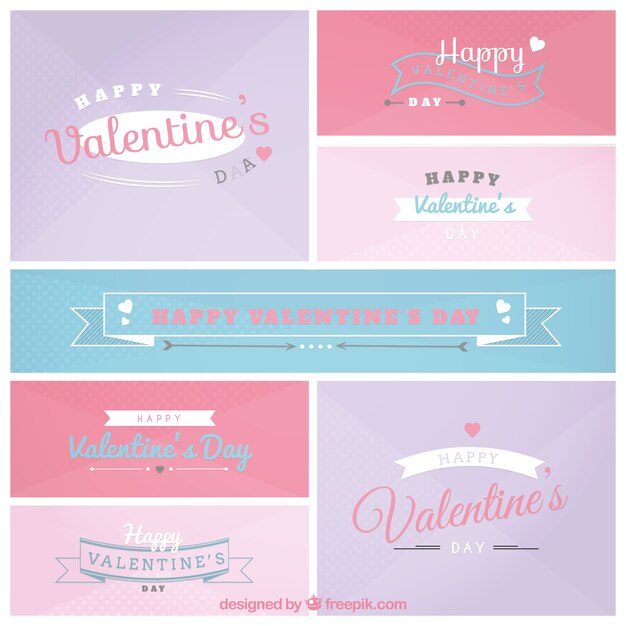 Valentines day labels in pastel colors