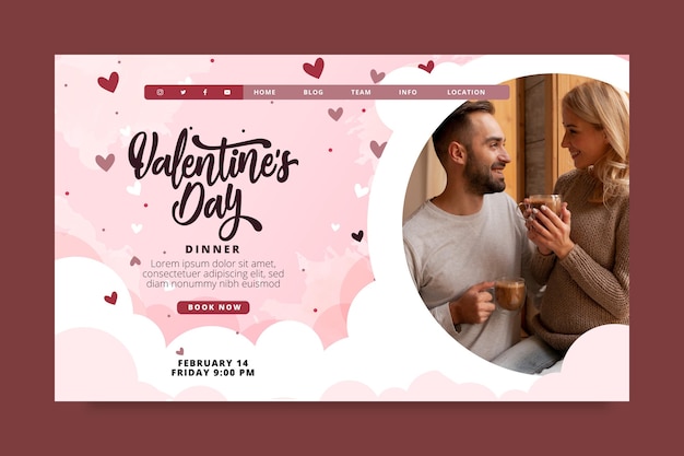 Vettore gratuito modello di pagina di destinazione di san valentino