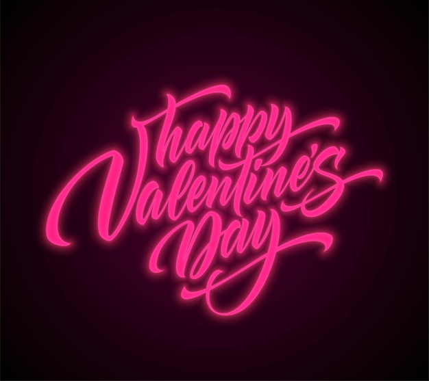 Valentines day neon script lettering. vector illustration eps10