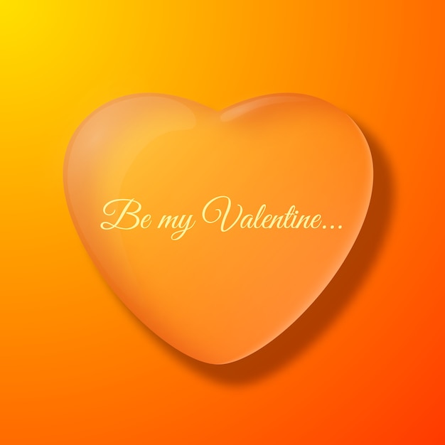 Vettore gratuito fondo arancio di giorno di biglietti di s. valentino con l'illustrazione piana di vettore della siluetta del grande cuore