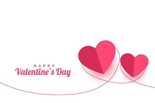 Valentines day paper style greeting card design Free Vector