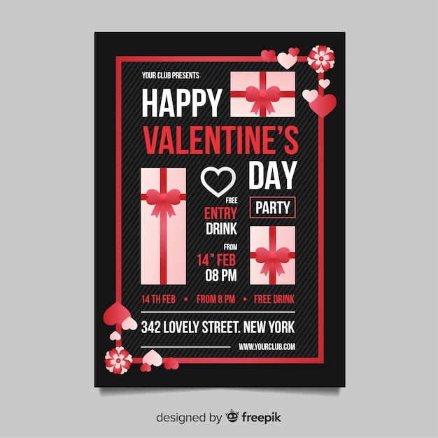 Valentines day party flyer template