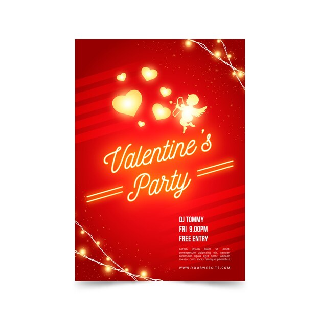 День Святого Валентина вечеринка плакат шаблон концепция
