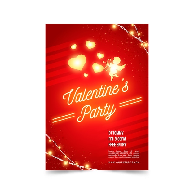 День Святого Валентина вечеринка плакат шаблон концепция
