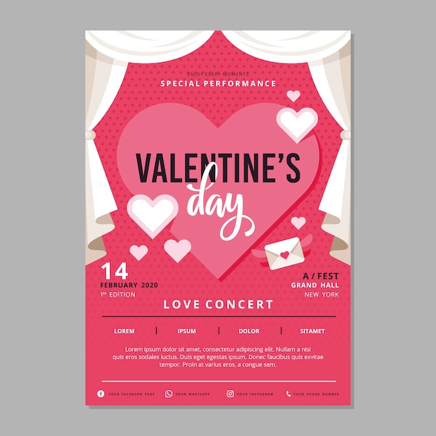 Free vector valentines day party poster template