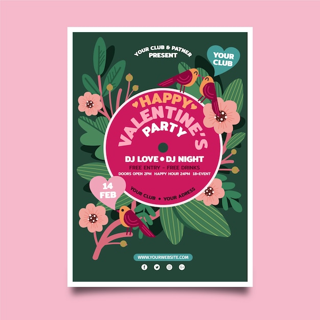 Free vector valentines day party poster template