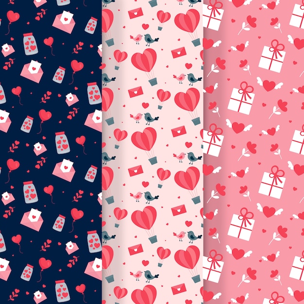 Valentines day pattern collection flat design