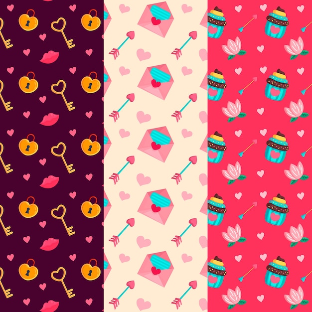 Free vector valentines day pattern collection