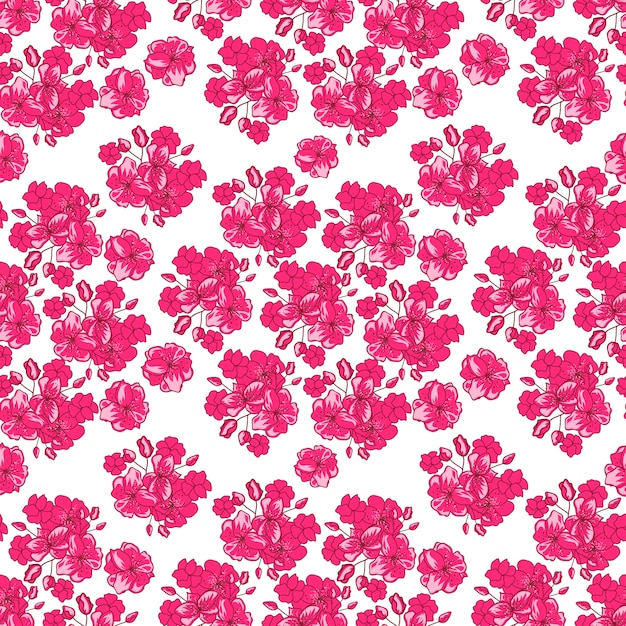 Valentines Day pattern with  japanese cherry blossom