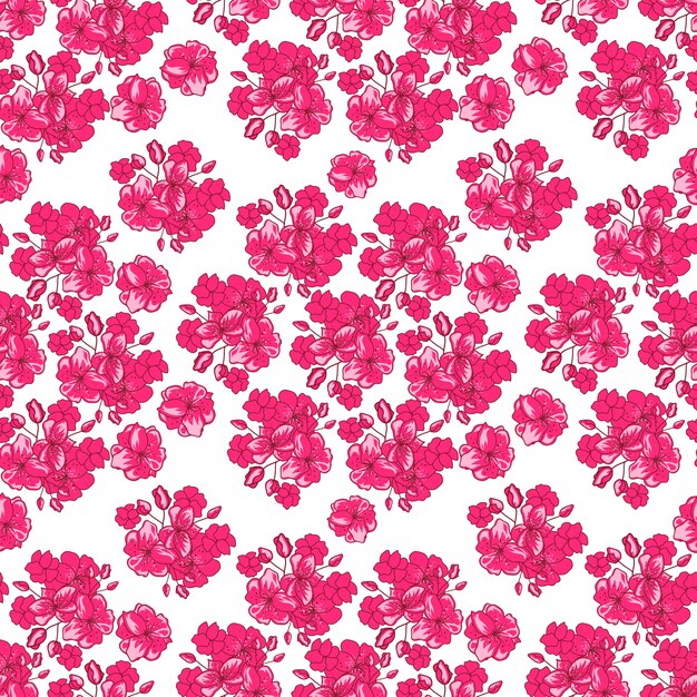 Valentines Day pattern with  japanese cherry blossom