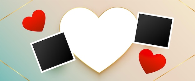 Free vector valentines day romantic banner with photo frame for your lover