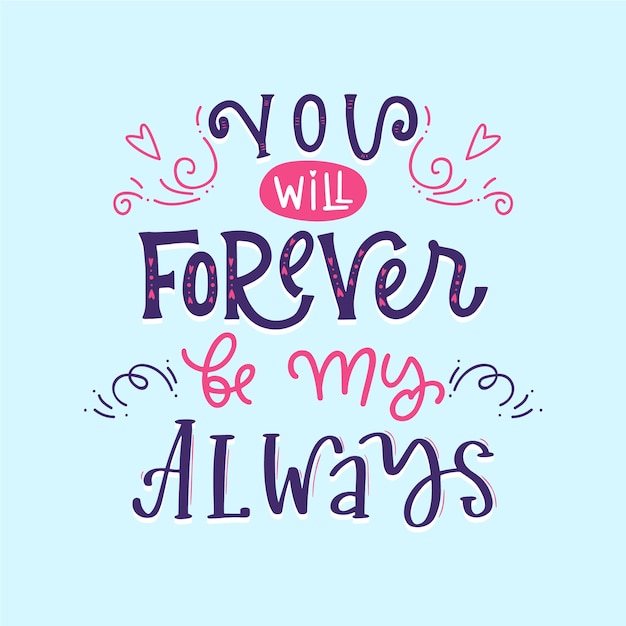 Free vector valentines day romantic lettering concept