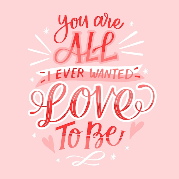 Free vector valentines day romantic lettering