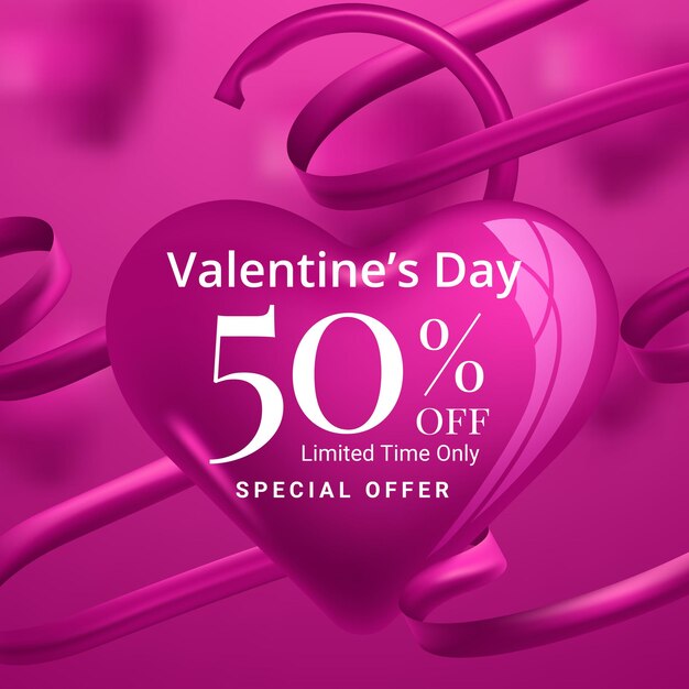 Valentines day sale background with balloons heart