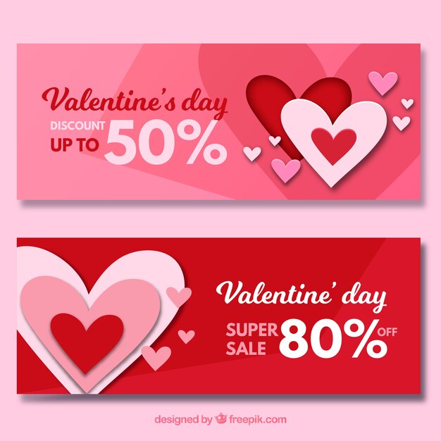 Valentines day sale banners