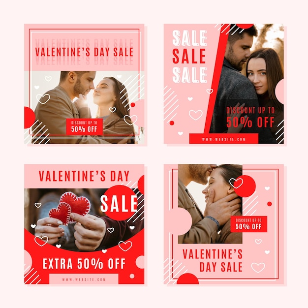 Free vector valentines day sale instagram post collection