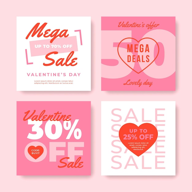 Free vector valentines day sale instagram post collection