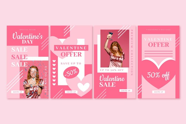 Free vector valentines day sale instagram stories collection