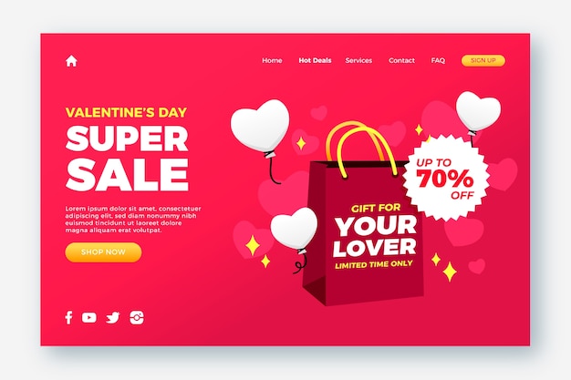 Free vector valentines day sale landing page