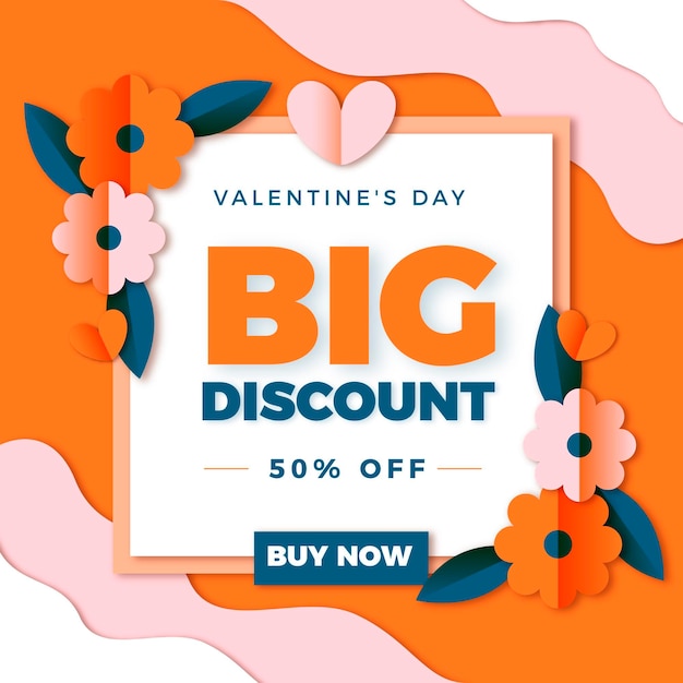 Free vector valentines day sale in paper style